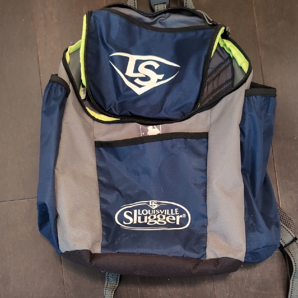 Louisville Slugger Kids Navy Blue & Gray Backpack with Lime Accents
